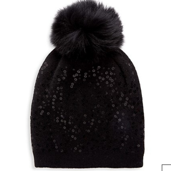 Fox Fur Black Sequined Beanie - Picture 2 of 2